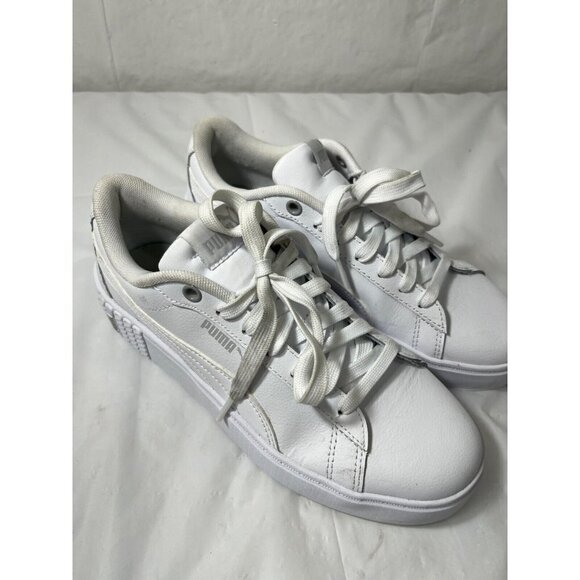 PUMA Smash Platform V2 Triple White Women's Sneakers Size 8 - Picture 4 of 16
